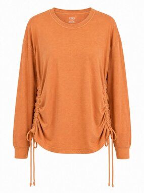 NWT PINK Victoria’s Secret Orange Ruched Long-Sleeve Top M